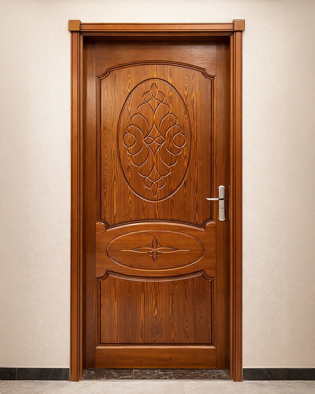 Porte intérieure en bois sculpté réalisée sur mesure par BOALUM